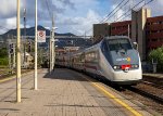 A northbound Intercity Train rolls into Sestri Levante